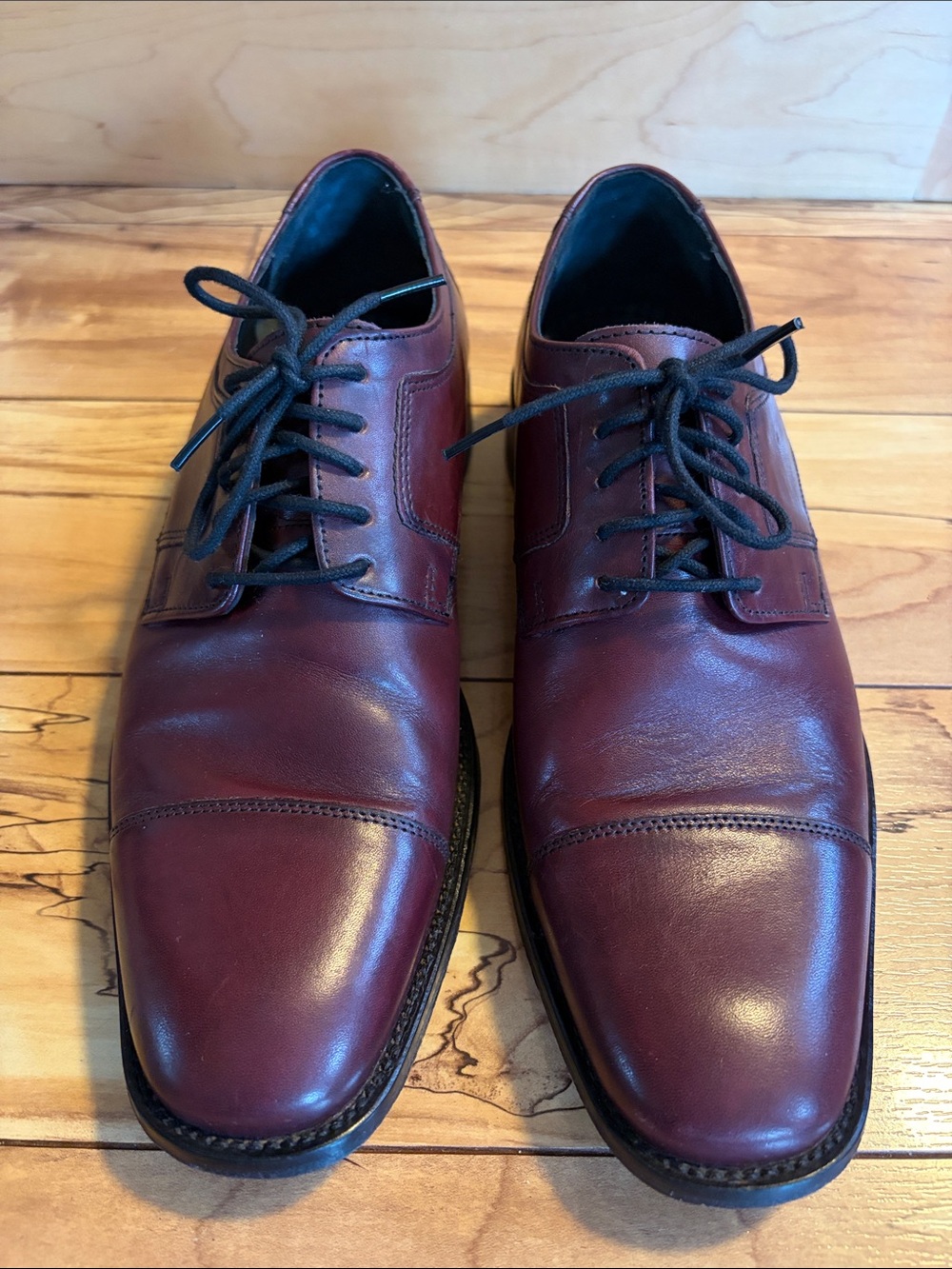J. Murphy Burgundy Genuine Leather Captoe Oxford Casual Dress Shoe Men 8.5M EUC